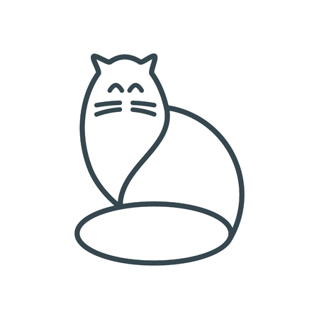 Simple stylized cat of geometric circles and lines. Abstract logoのイラスト素材