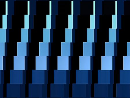 Top-down, isometric view of columns of stacked cubes.