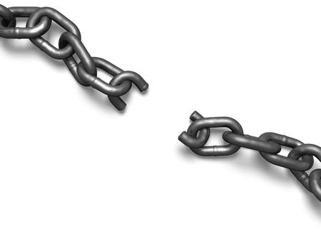 Broken chain from a top perspective.の写真素材