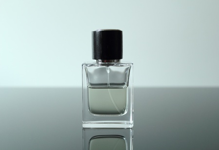 Unmarked front view of a glass cologne bottle.の写真素材
