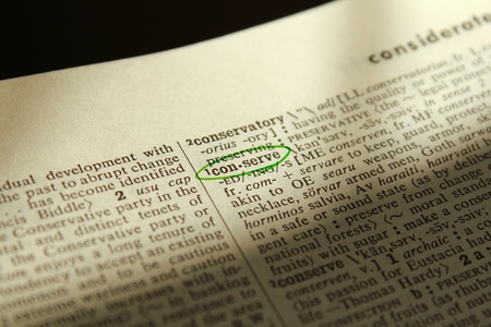 Circled dictionary entry for the word conserve.のeditorial素材