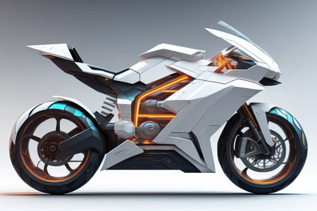 a white super sports bike on a gray background. generative aiの素材