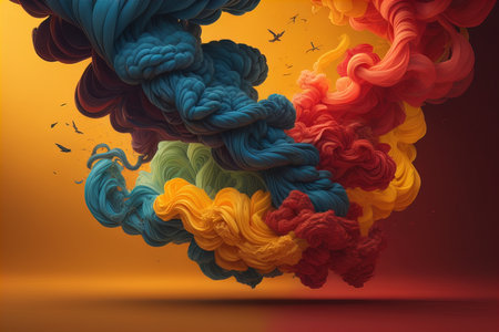 abstract colorful clouds in the air on orange background. generative aiの素材