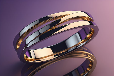 Wedding rings on a purple background. generative aiの素材