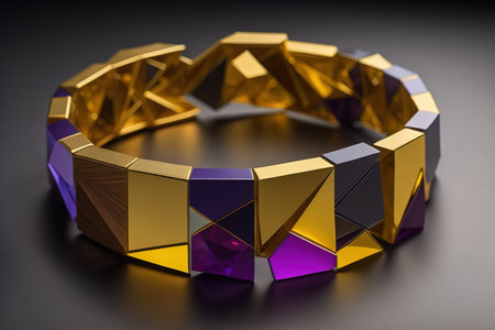 a golden ring with gems on a black background. generative aiの素材