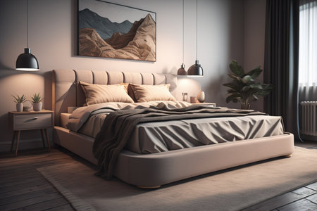 Modern bedroom interior. generative aiの素材