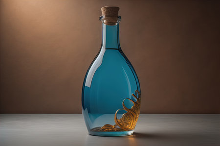 a bottle with a golden dragon in it. generative aiの素材