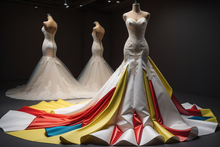 Wedding dress on a mannequin in the studio. generative aiの素材