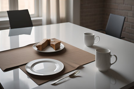 Table set for business lunch or dinner in modern office. generative aiの素材