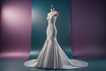 Wedding dress on a mannequin. generative aiの素材