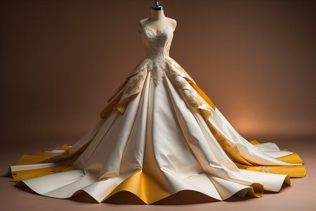 Wedding dress on a beige background. generative aiの素材