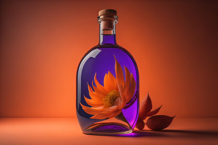 Flower in a bottle on a orange background. generative aiの素材