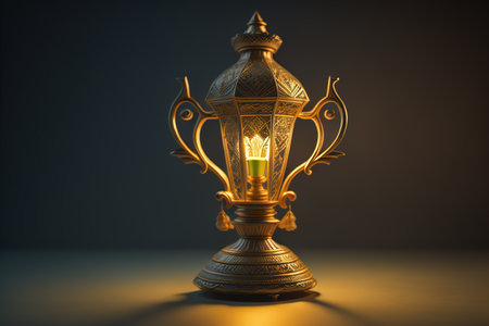 Lantern on dark background. Ramadan Kareem concept. generative aiの素材