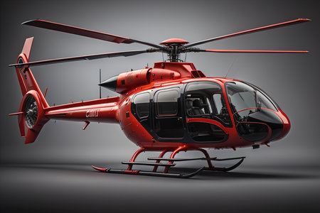 Red helicopter on a gray background. generative aiの素材