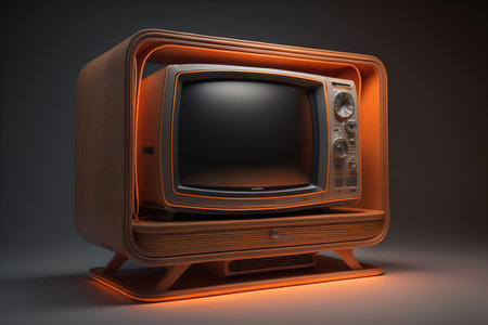 Retro TV on a black background. generative aiの素材