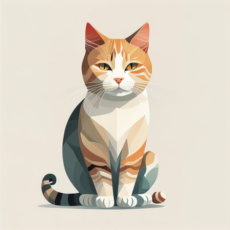 Vector illustration of a red and white cat on a light background. generative aiの素材