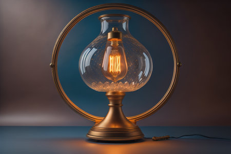 Vintage lamp on a dark background. generative aiの素材
