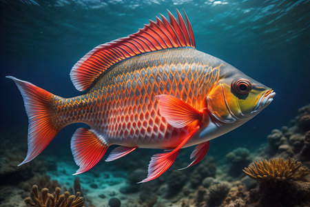 Tropical fish on a coral reef in the Red Sea. generative aiの素材