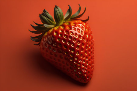 Strawberry on a red background. generative aiの素材