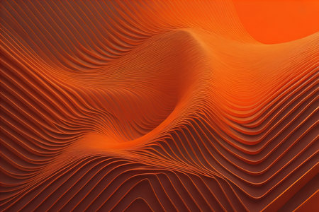 Abstract orange background with wavy lines. generative aiの素材