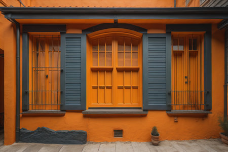 Colorful window with shutters in the colonial town. generative aiの素材