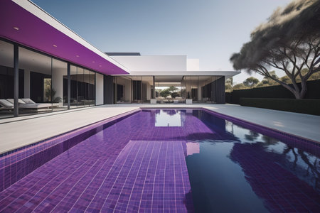 modern cozy house with pool and parking for sale or rent. generative aiの素材