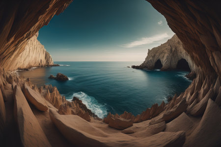 Beautiful seascape of the Algarve coast. generative aiの素材
