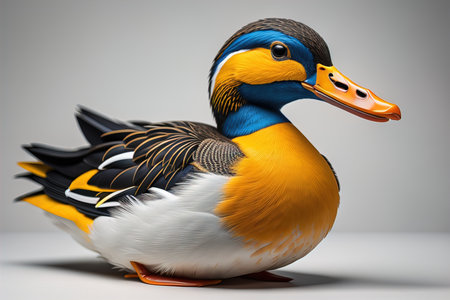 a duck isolated on gray background. generative aiの素材