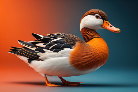 a duck isolated on blue background. generative aiの素材
