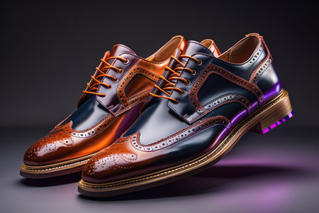 Men's luxury leather shoes on a dark background. generative aiの素材