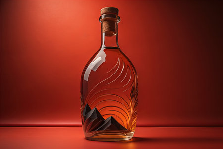 Wine bottle on a red background. generative aiの素材