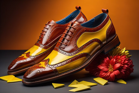 Shoes for a young man on a dark background. generative aiの素材