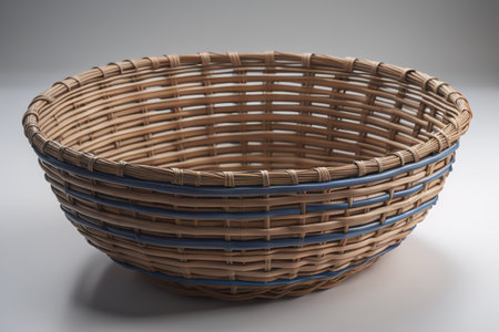 Empty wicker basket isolated on white background. generative aiの素材