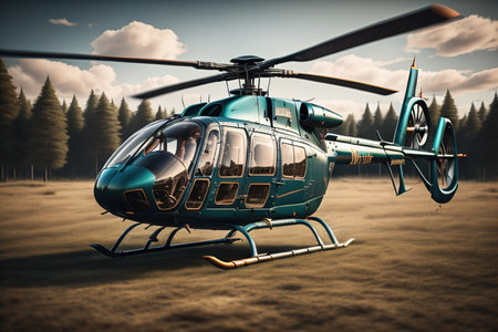 Helicopter on the background of the forest. generative aiの素材