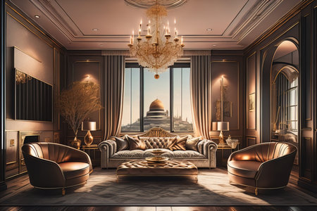 Luxury living room interior design. generative aiの素材