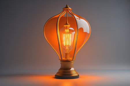 Vintage lamp on a dark background. generative aiの素材