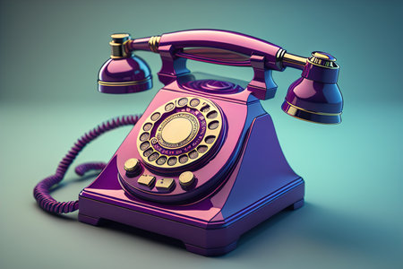 Vintage telephone on a blue background. generative aiの素材