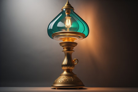 Vintage lamp on a dark background. generative aiの素材