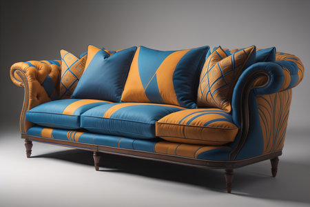 Sofa with pillows in the interior. generative aiの素材
