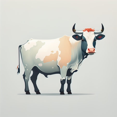 Vector illustration of a cow with big horns. generative aiの素材
