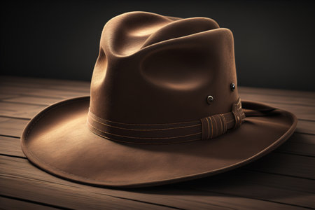 Cowboy hat on wooden background. generative aiの素材