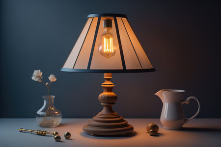Vintage lamp on a dark background. generative aiの素材