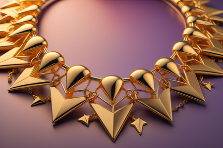 golden hearts over purple background with vignette. generative aiの素材