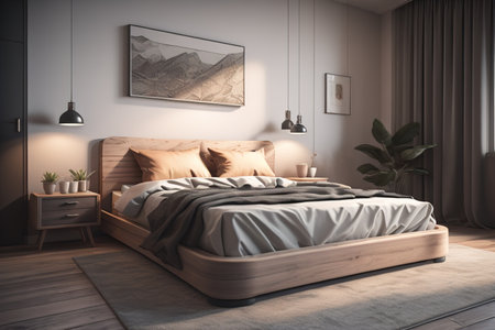 Modern bedroom interior design. generative aiの素材