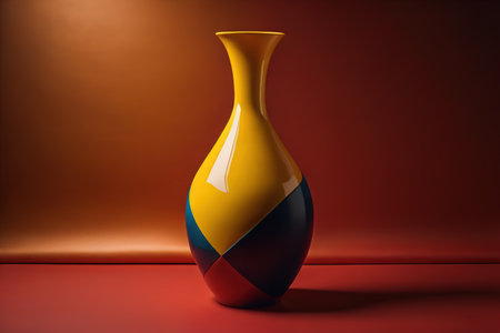 Ceramic vase on a red background. generative aiの素材