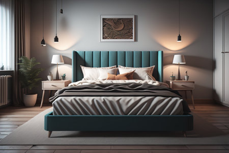 Bedroom interior in modern style. generative aiの素材