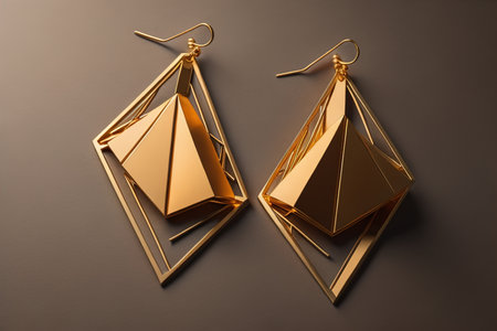 golden pendant on brown background, generative aiの素材