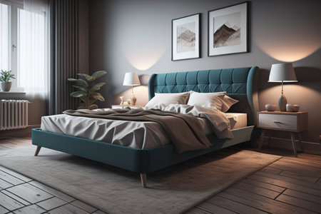 Modern bedroom interior design. generative aiの素材