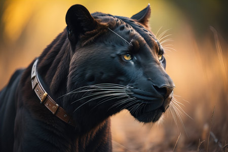 Close-up portrait of a black panther, Panthera leo. generative aiの素材