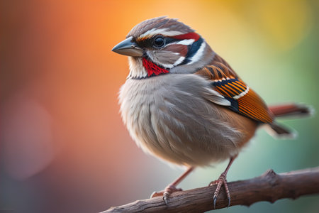 Red-crested sparrow, Passer montanus. generative aiの素材